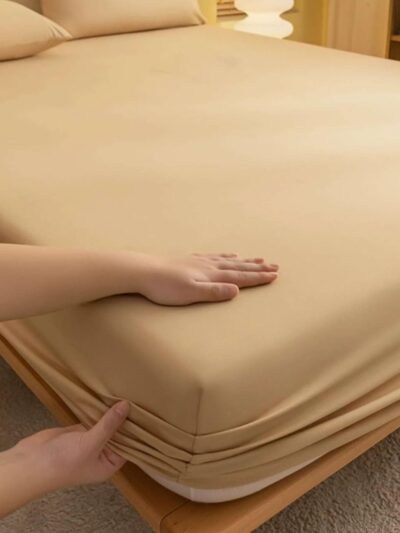 Waterproof Mattress Protector King Size – Ultra Soft Cotton Feel Terry, Breathable & Hypoallergenic Bed Cover 78x72 inch (Beige)